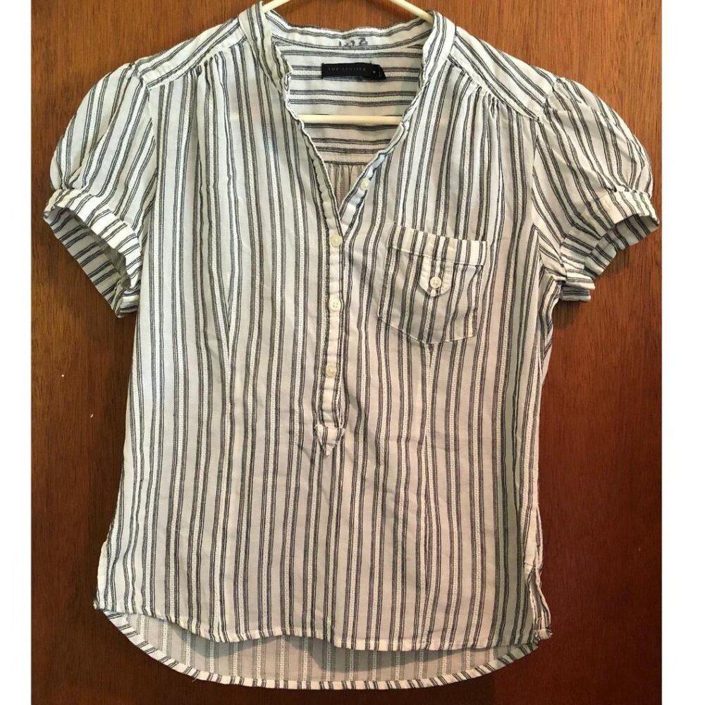 The Limited, 100% Cotton, Lightweight, Short Sleeve, Striped, Blouse, Sz Medium